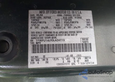 2003 Ford Expedition Xlt из США, поврежденный, VIN 1FMPU16L93LA24113